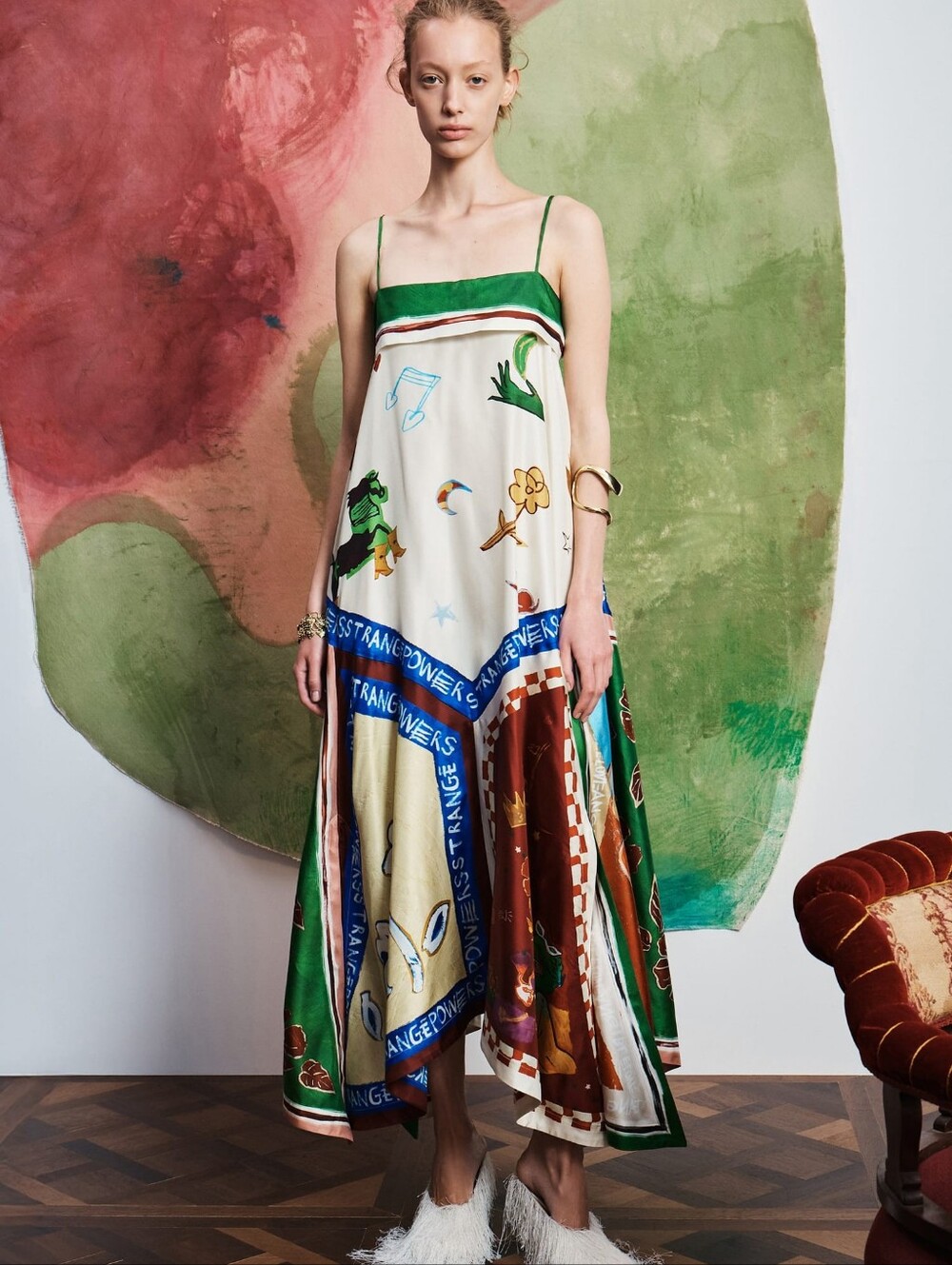 ALEMAIS Tangible silk-twill midi dress